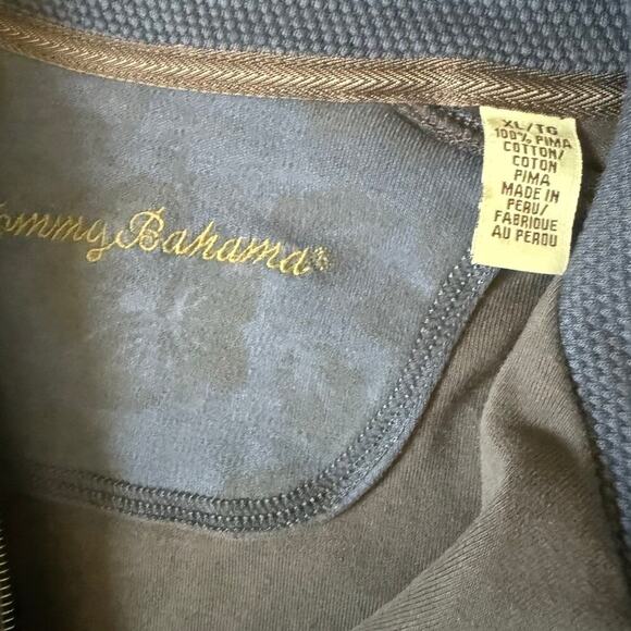 Tommy Bahama XL 100% Pima Cotton Quarter Zip Pullover Sweatshirt Gray Coastal - Picture 10 of 10